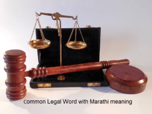 सामान्य कायदा व न्यायव्यवस्था संबंधित इंग्रजी शब्द -Common Legal Word with Marathi meaning